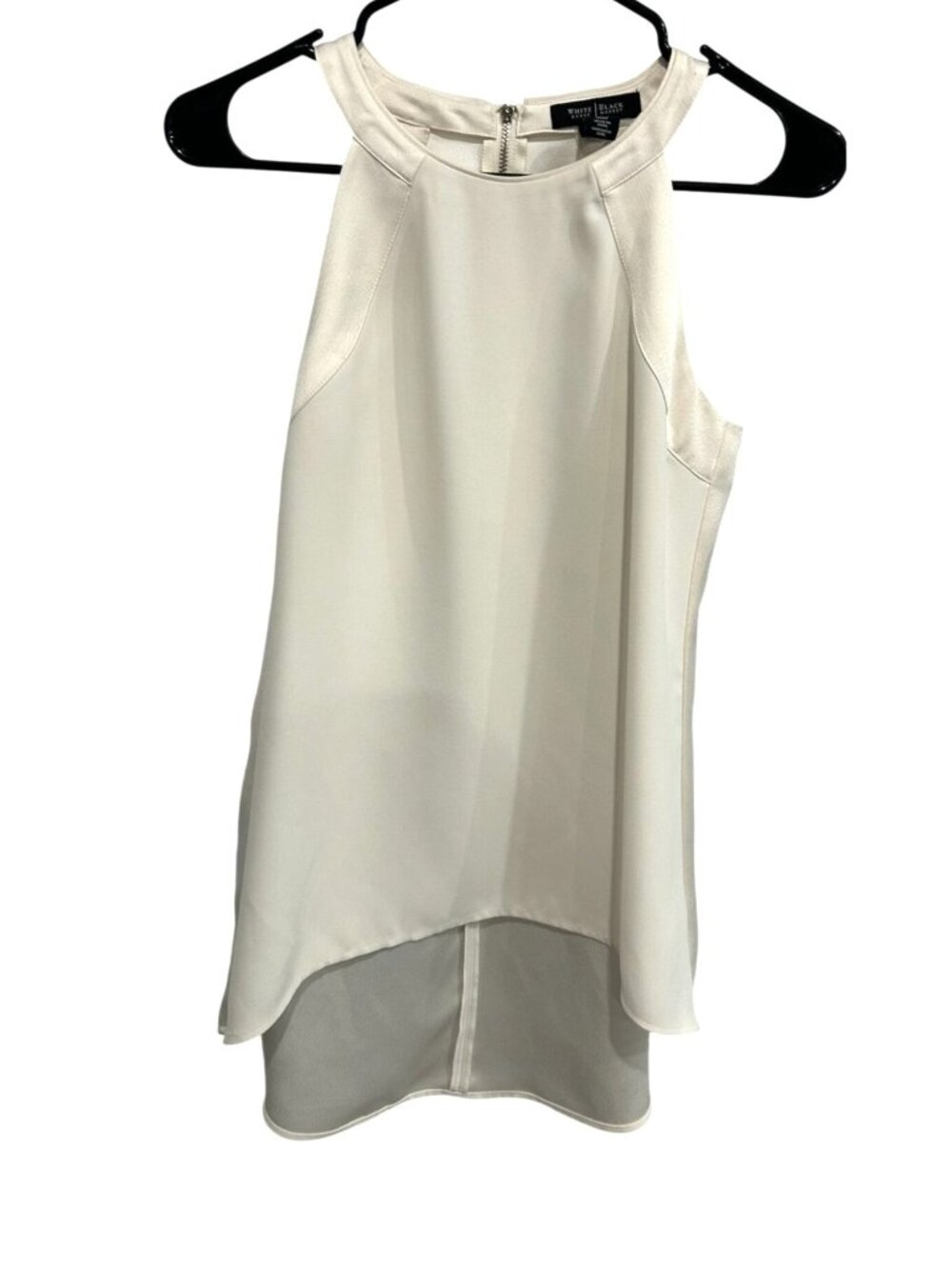 White House Black Market 0 Cream High-Low Sleeveless Blouse Clean Girl Minimalis